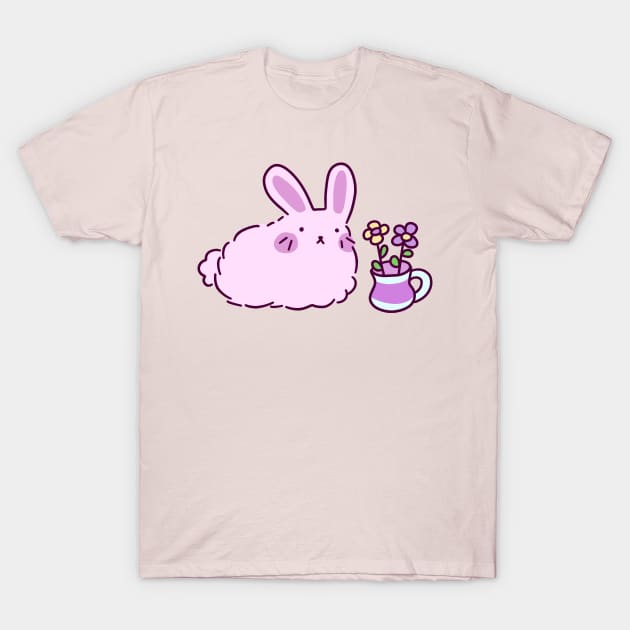 Pink Bunny with Flower Vase T-Shirt by saradaboru